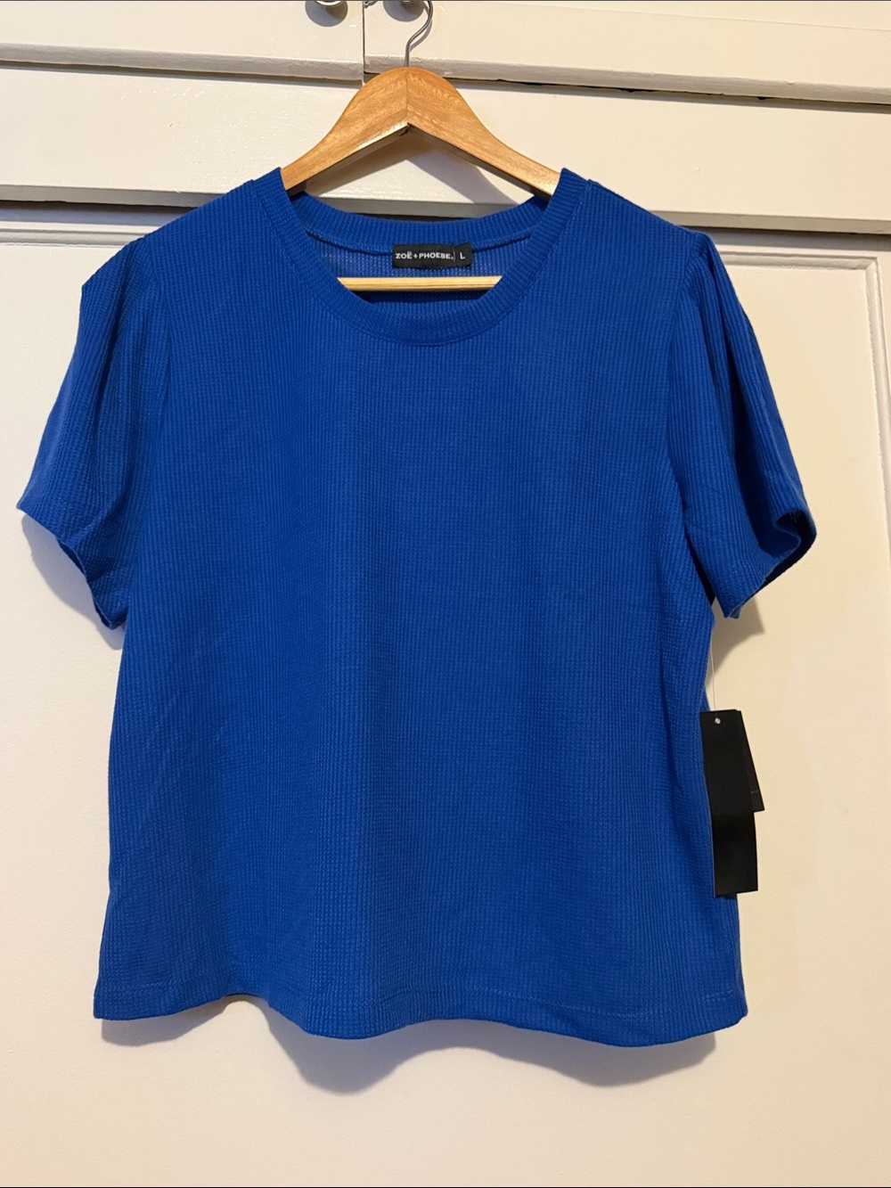 Zoe + Phoebe Royal Blue Short-Sleeve Ribbed Tee